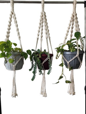 Kit 3 suportes de plantas macramê