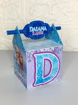 Lembrancinha personalizada caixa canudo tema frozen