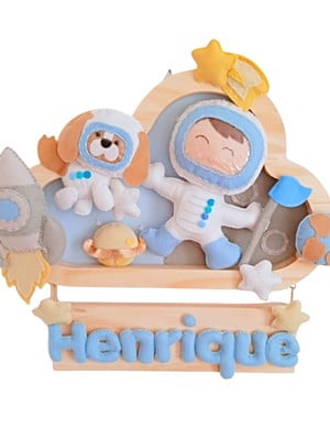Enfeite quadrinho porta de maternidade - astronauta