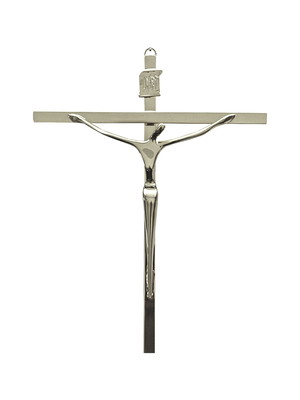 Crucifixo estilizado para parede tamanho 28 cm cor prata r40