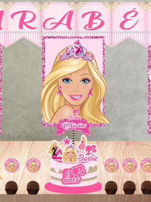 Kit festa em casa -barbie- só um bolinho mêsversário
