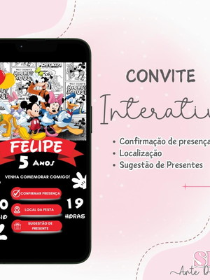 Convite interativo turma do mickey