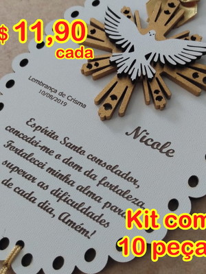 Escapulário lembrança para crisma - modelo1 - 10 peças