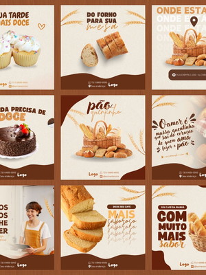 Pack padaria - 12 templates editáveis (canva)