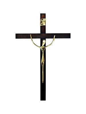 Crucifixo madeira tamanho 40 cm cor dourado prata cobre r93