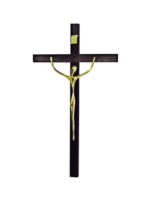 Crucifixo madeira tamanho 55 cm cor dourado prata cobre r94