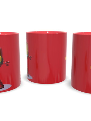 Caneca vermelha do homem de ferro