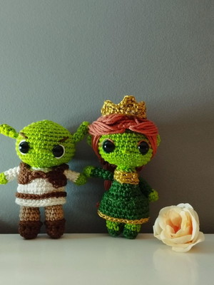 Shrek e fiona amigurumi