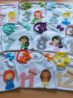 Kit 12 bodys mesvesario princesas