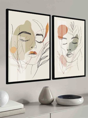 Kit 2 quadros abstrato flores mulheres floridas luxo