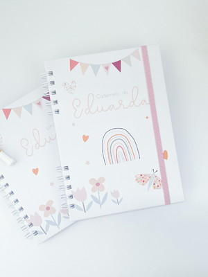 Kit livro do bebê + caderneta de saúde | arco-íris boho