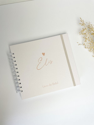 Livro do bebê personalizado | laranja claro coração