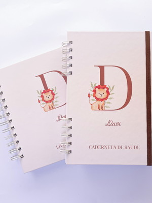 Kit livro do bebê + caderneta de vacinação | leãozinho nude
