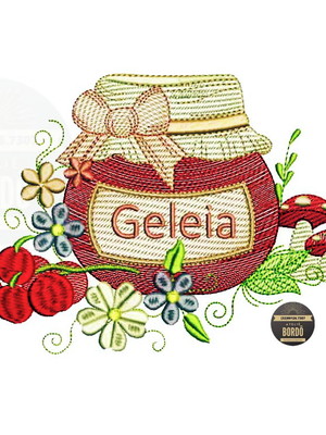 Matrizes de bordado potes geleias frutas semaninha rippled