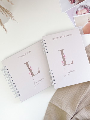 Kit livro do bebê + caderneta de vacinação | nude borboletas