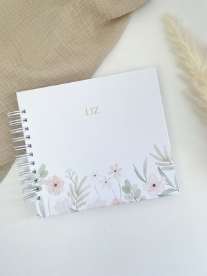 Livro do bebê personalizado | hotstamp - flores delicadas