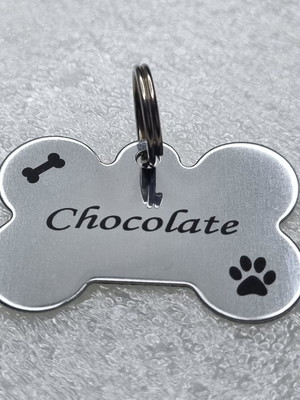 Pingente pet tag placa nome e telefone gravação permanente