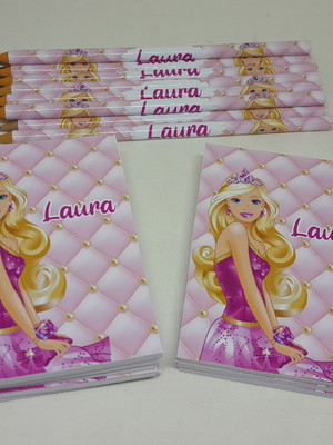 Bloquinho com lápis personalizado barbie