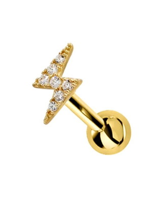 Piercing raio aço inoxidavel micro zirconia dourado tragus