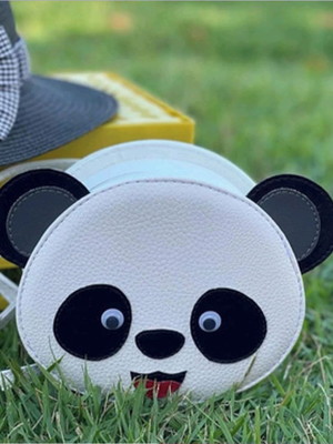 Bolsa infantil de couro - panda fofo bran - alças reguláveis