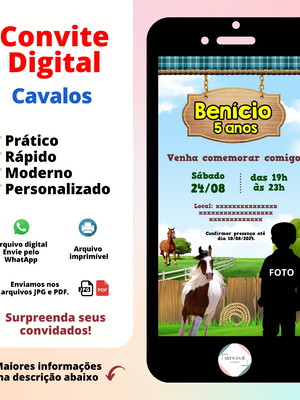 Convite digital cavalo (com foto)
