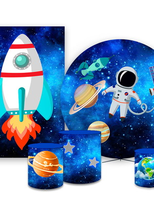 Painéis casados de festa infantil em tecido - astronauta