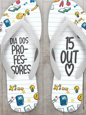 Chinelo dia dos professores material escolar personalizado