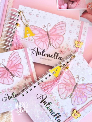 Kit livro do bebê, caderneta de vacina e caixa personalizada
