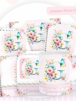Alfabeto floral colorido-combo maternidade+cartão sus 1507
