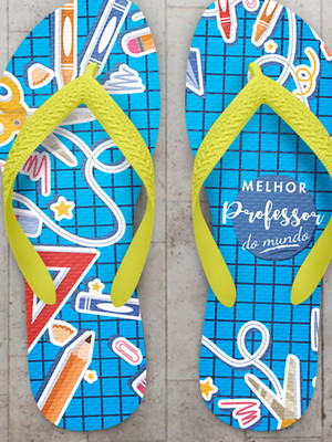 Chinelo dia dos professores material escolar personalizado