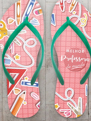 Chinelo dia dos professores material escolar personalizado