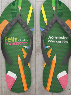 Chinelo dia do professor materiais escolares