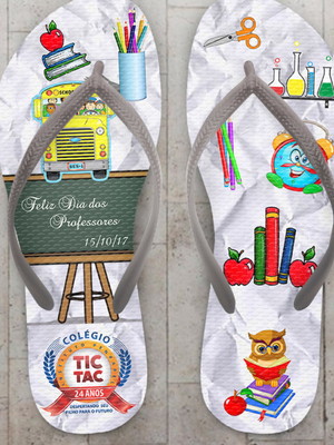 Chinelo personalizado dia dos professores material escolar
