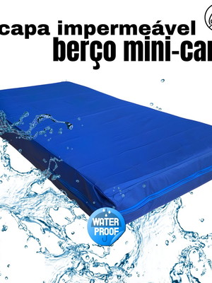 Capa p/ colchão berço mini cama impermeável zíper 70x130x12