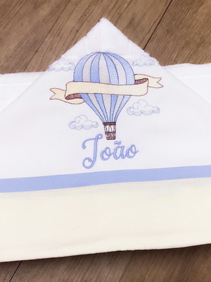 Toalha de banho para bebê com capuz personalizada balão