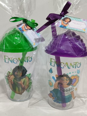 Copo twister 300ml pers. encanto com tag e embalagem