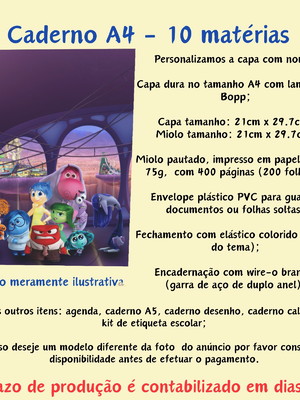 Caderno a4 10 matérias personalizado no tema divertidamente