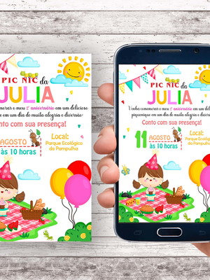 Convite virtual - picnic menina cute