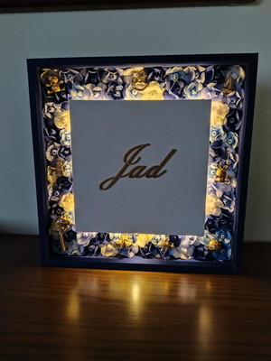 Quadro porta maternidade floral com led