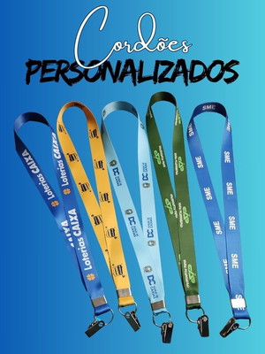 100 cordões personalizados p/ crachá 20mm impressão digital