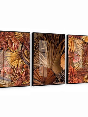 Kit 3 quadros abstrato geométrico tons terrosos terracota
