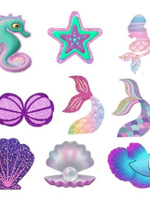 Apliques para tubete - sereia - 20 unidades