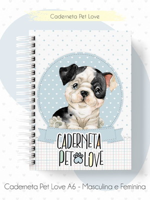 Caderneta pet cachorro cãozinho personalizada masculino