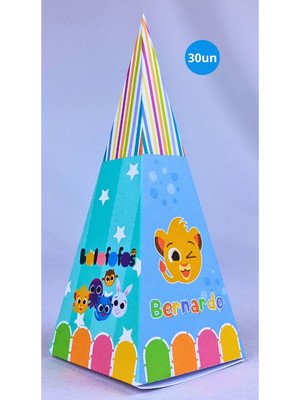 Kit 30 caixas bolofofo cone personalizadas papel fotografico