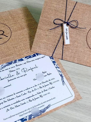 Convite casamento rústico com tag
