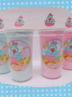 Algodão doce no copo- galinha pintadinha