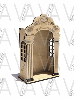 Vetor, mini capela, cnc laser