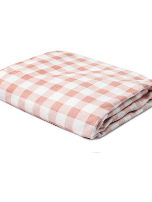 Lençol avulso com elástico para mini berço - xadrez rosê