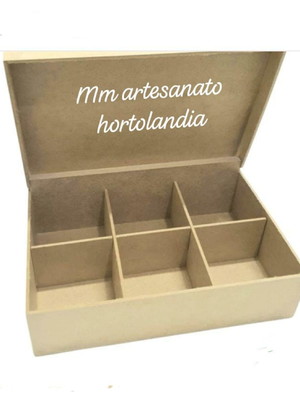 Caixa mdf cha parafuso com 6 divisoes 24x15,5x07 cm