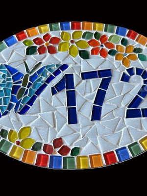 Número para apartamento mosaico beija-flor